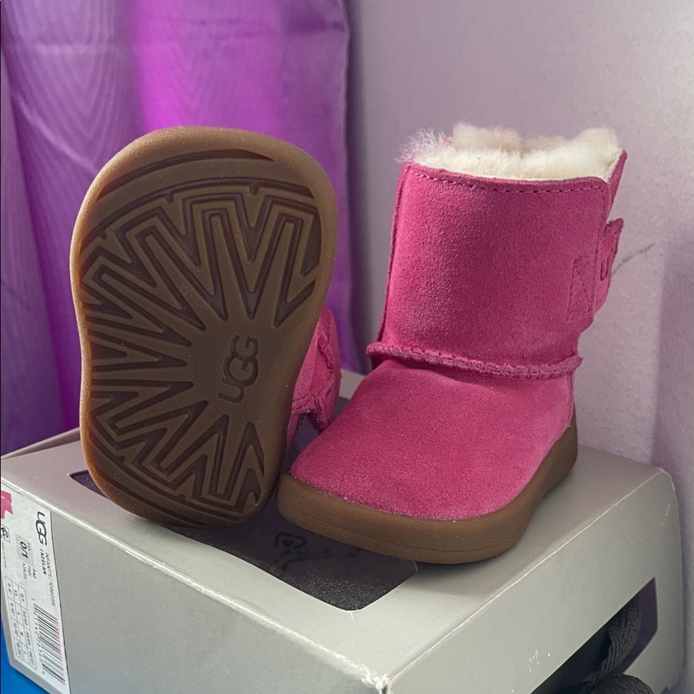 UGG Pink Baby Boots with Brown Sole